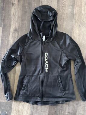 Beachbody (BODi) Coach Black Full-Zip Hooded Jacket with Vertical Logo